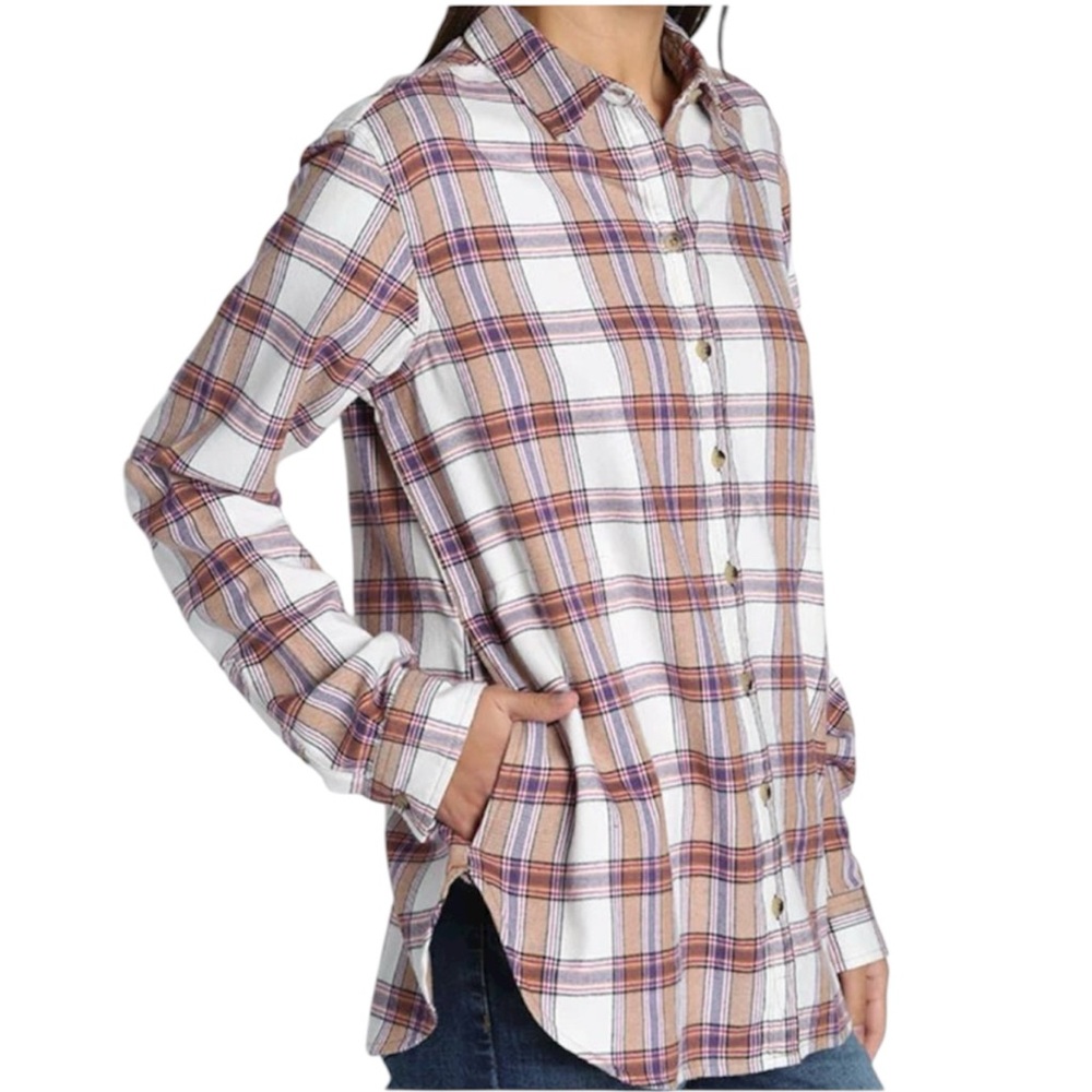 Jachs Girlfriend plaid flannel button down shirt